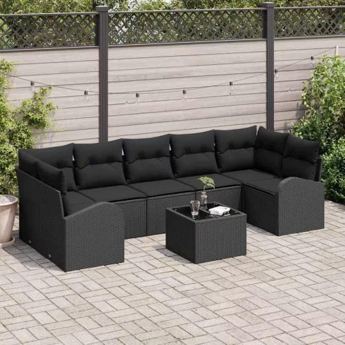 vidaXL Kerti Kanapé Szett párnával 8 pcs Fekete 55 x 55 x 37 cm
