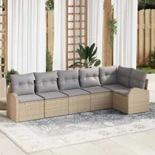   vidaXL Kerti Kanapé Szett 6 pcs bézs és világosszürke Poli rattan