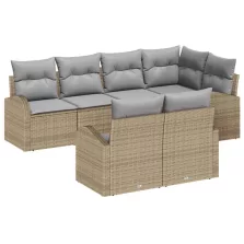   vidaXL Kerti Kanapé Szett 7 pcs bézs és világosszürke Poli rattan