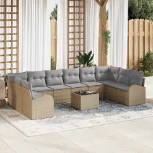   vidaXL Kerti Kanapé Szett párnával 11 pcs Beige és Világosszürke
