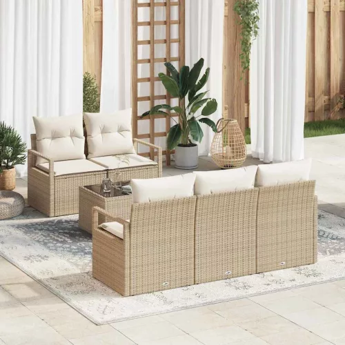 vidaXL Kerti Kanapé Szett párnával 6 pcs Beige és krém 55 x 55 x 37 cm