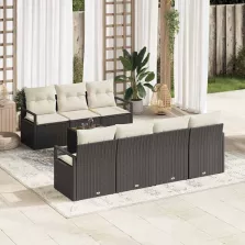   vidaXL Kerti Kanapé Szett 8 pcs Fekete és Krém 55 x 55 x 37 cm