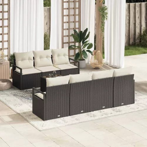 vidaXL Kerti Kanapé Szett 8 pcs Fekete és Krém 55 x 55 x 37 cm