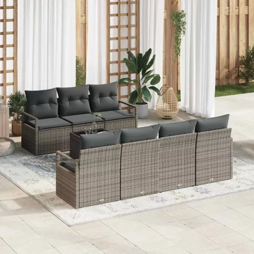 vidaXL Kerti Kanapé Szett párnával 8 pcs Szürke 55 x 55 x 37 cm