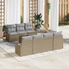   vidaXL Kerti Kanapé Szett párnával 8 pcs Beige, Szürke 55 x 55 x 37 cm