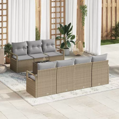 vidaXL Kerti Kanapé Szett párnával 8 pcs Beige, Szürke 55 x 55 x 37 cm