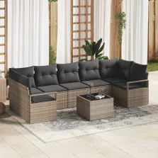   vidaXL Kerti Kanapé Szett párnával 8 pcs Szürke 55 x 55 x 37 cm