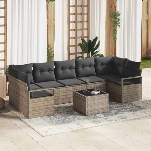 vidaXL Kerti Kanapé Szett párnával 8 pcs Szürke 55 x 55 x 37 cm