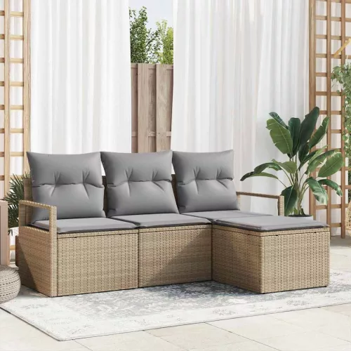 vidaXL Kerti Kanapé Szett párnával 4 pcs Beige és Világosszürke