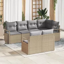   vidaXL Kerti Kanapé Szett párnával 7 pcs Beige és Világosszürke