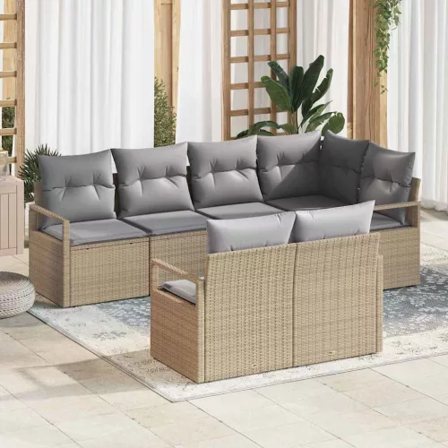 vidaXL Kerti Kanapé Szett párnával 7 pcs Beige és Világosszürke