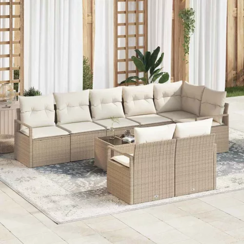 vidaXL Kerti Kanapé Szett párnával tárolóval 9 pcs Beige és krém