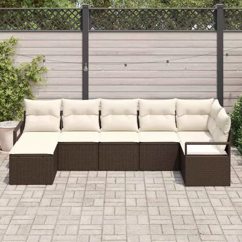 vidaXL Kerti Kanapé Szett párnával tárolóval 7 pcs Barna és Krém