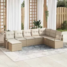   vidaXL Kerti Kanapé Szett párnával tárolóval 8 pcs Beige és krém