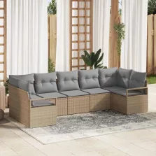   vidaXL Kerti Kanapé Szett párnával 7 pcs Beige és Világosszürke