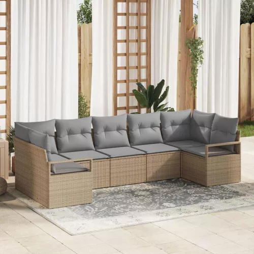 vidaXL Kerti Kanapé Szett párnával 7 pcs Beige és Világosszürke