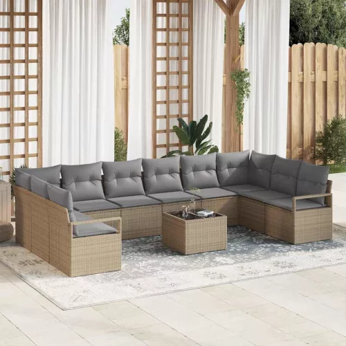 vidaXL Kerti Kanapé Szett párnával 11 pcs Beige és Világosszürke