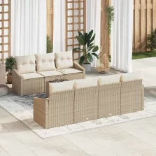   vidaXL Kerti Kanapé Szett párnával 8 pcs Beige és krém 55 x 55 x 37 cm