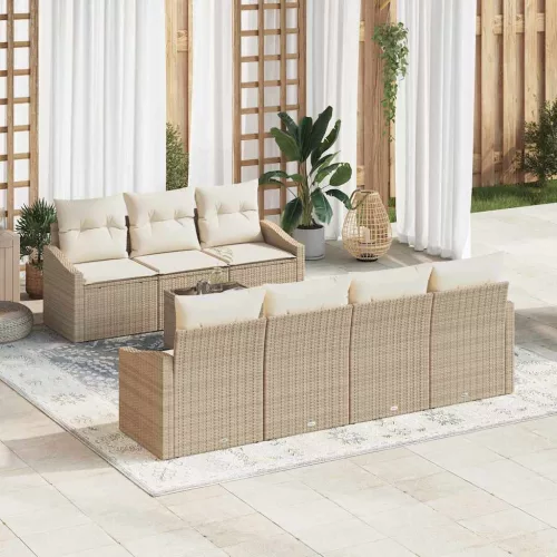 vidaXL Kerti Kanapé Szett párnával 8 pcs Beige és krém 55 x 55 x 37 cm
