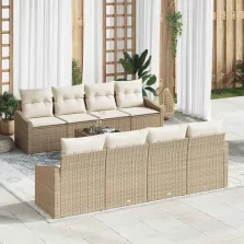   vidaXL Kanapé Szett párnával tárolóval 7 pcs Beige és krém polirattan