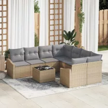   vidaXL Kerti Kanapé Szett 9 pcs Barna és szürke 55 x 55 x 37 cm