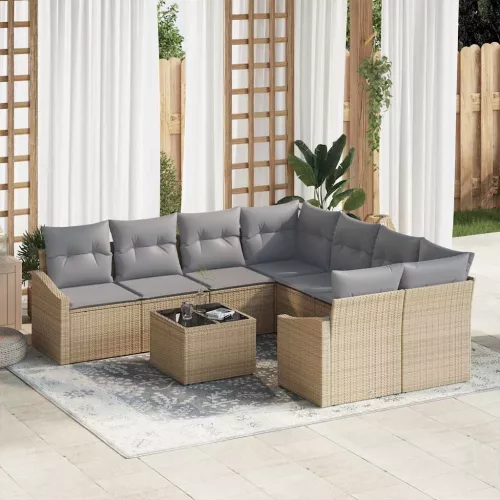 vidaXL Kerti Kanapé Szett 9 pcs Barna és szürke 55 x 55 x 37 cm