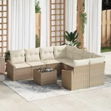   vidaXL Kerti Kanapé Szett párnával 9 pcs Beige és krém 55 x 55 x 37 cm