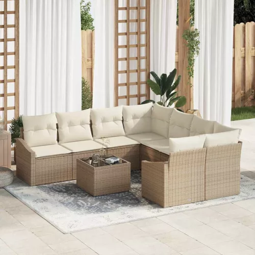 vidaXL Kerti Kanapé Szett párnával 9 pcs Beige és krém 55 x 55 x 37 cm