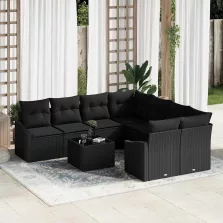   vidaXL Kerti Kanapé Szett párnával 9 pcs Fekete 55 x 55 x 37 cm