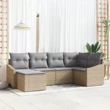   vidaXL Kert étkező szett párnával 6 pcs Beige és Világosszürke