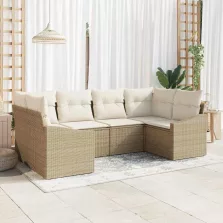   vidaXL Kerti Kanapé Szett párnával tárolóval 6 pcs Beige és krém
