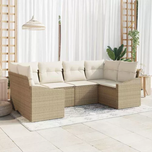 vidaXL Kerti Kanapé Szett párnával tárolóval 6 pcs Beige és krém
