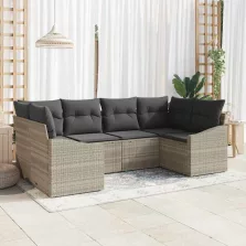   vidaXL Kerti Kanapé Szett párnával tárolóval 6 pcs Világosszürke