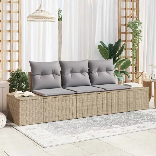 vidaXL Kerti Kanapé Szett párnával 3 pcs Beige és Világosszürke