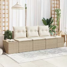   vidaXL Kerti Kanapé Szett párnával tárolóval 3 pcs Beige és krém
