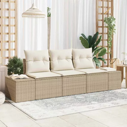 vidaXL Kerti Kanapé Szett párnával tárolóval 3 pcs Beige és krém