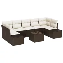   vidaXL 8 részes Kertibútor szett párnákkal Barna Polirattan