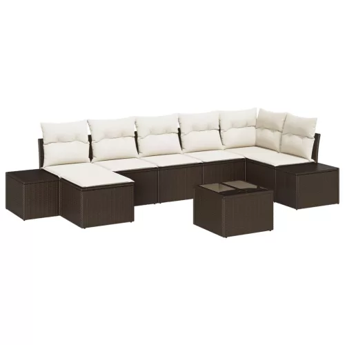 vidaXL 7 részes kerti kanapé szett párnákkal, szürke polirattan