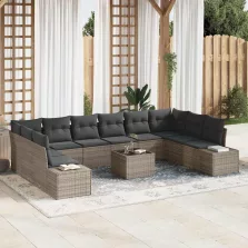   vidaXL Kerti Kanapé Szett 11 pcs Szürke 344 x 209 x 85 cm Poli rattan