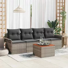   vidaXL Kerti Kanapé Szett párnával 5 pcs Szürke 55 x 55 x 37 cm