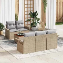   vidaXL Kerti Kanapé Szett 6 pcs Beige és Világosszürke 55 x 55 x 37 cm