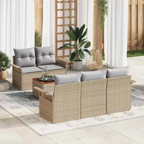 vidaXL Kerti Kanapé Szett 6 pcs Beige és Világosszürke 55 x 55 x 37 cm