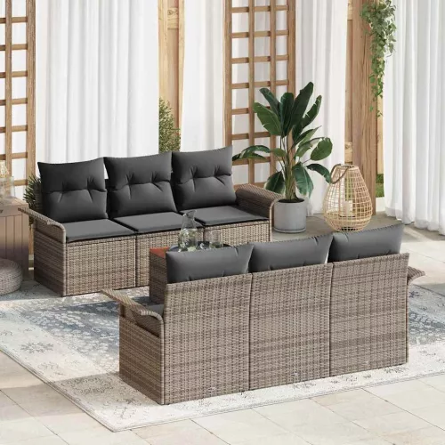 vidaXL Kerti Kanapé Szett párnával 7 pcs Szürke 55 x 55 x 37 cm