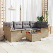   vidaXL Kerti Kanapé Szett 7 pcs Beige és Világosszürke 55 x 55 x 37 cm