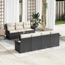   vidaXL Kerti Kanapé Szett 8 pcs Fekete és Krém 55 x 55 x 37 cm