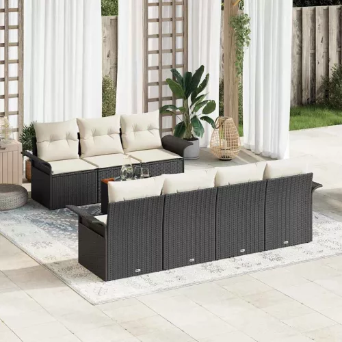 vidaXL Kerti Kanapé Szett 8 pcs Fekete és Krém 55 x 55 x 37 cm