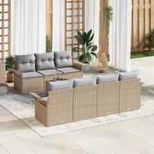   vidaXL Kerti Kanapé Szett 8 pcs Beige és Világosszürke 55 x 55 x 37 cm