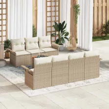   vidaXL Kerti Kanapé Szett párnával 8 pcs Beige és krém 55 x 55 x 37 cm
