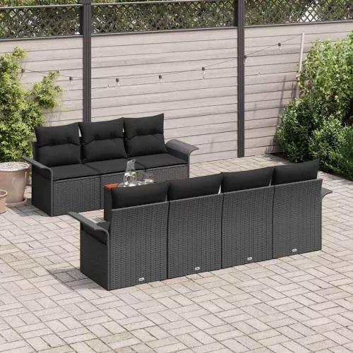 vidaXL Kerti Kanapé Szett párnával 8 pcs Fekete 55 x 55 x 37 cm
