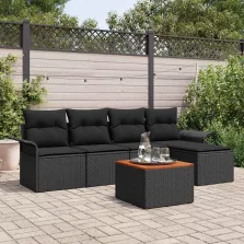   vidaXL Kerti Kanapé Szett párnával tárolóval 6 pcs Fekete